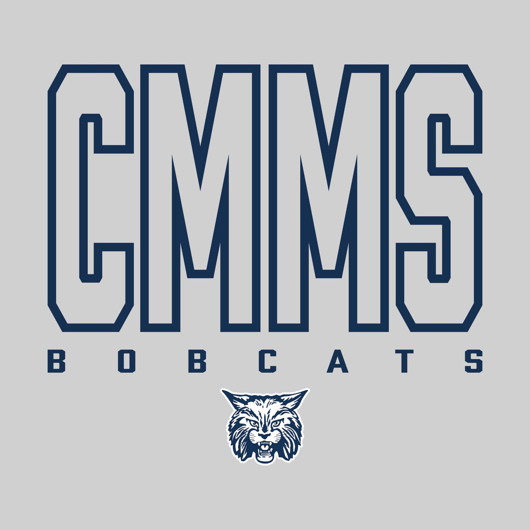 CMMS Bobcats - Spirit Wear - Outlined School Acronym with Mascot Name &amp; Mascot