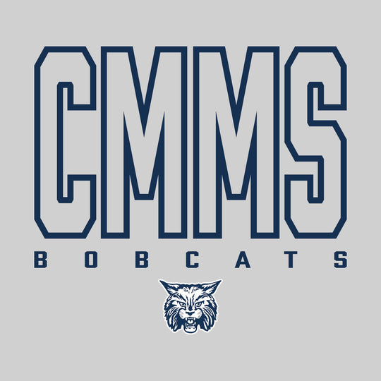 CMMS Bobcats - Spirit Wear - Outlined School Acronym with Mascot Name &amp; Mascot
