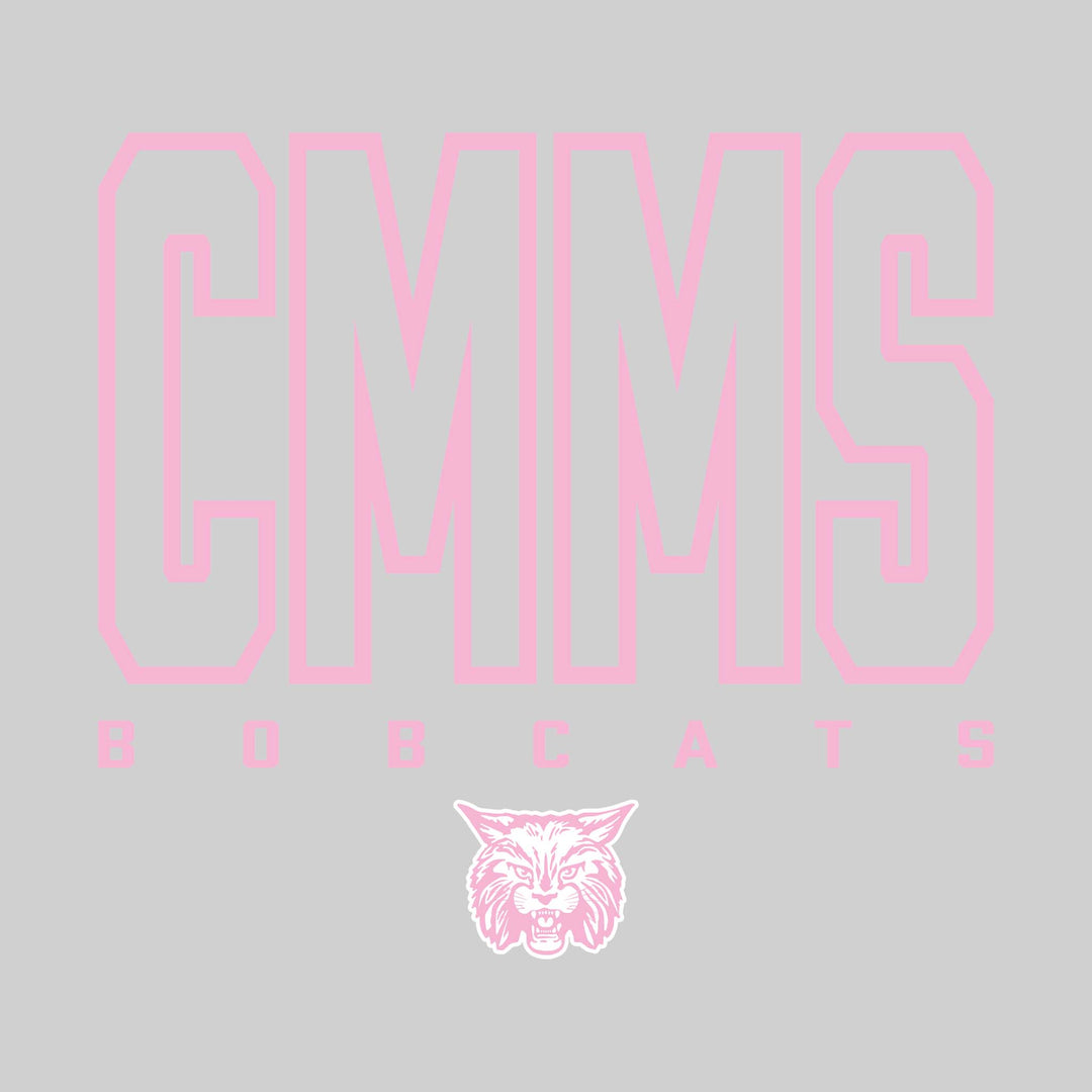 CMMS Bobcats - Spirit Wear - Outlined School Acronym with Mascot Name &amp; Mascot