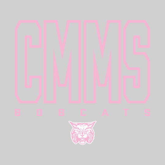 CMMS Bobcats - Spirit Wear - Outlined School Acronym with Mascot Name &amp; Mascot
