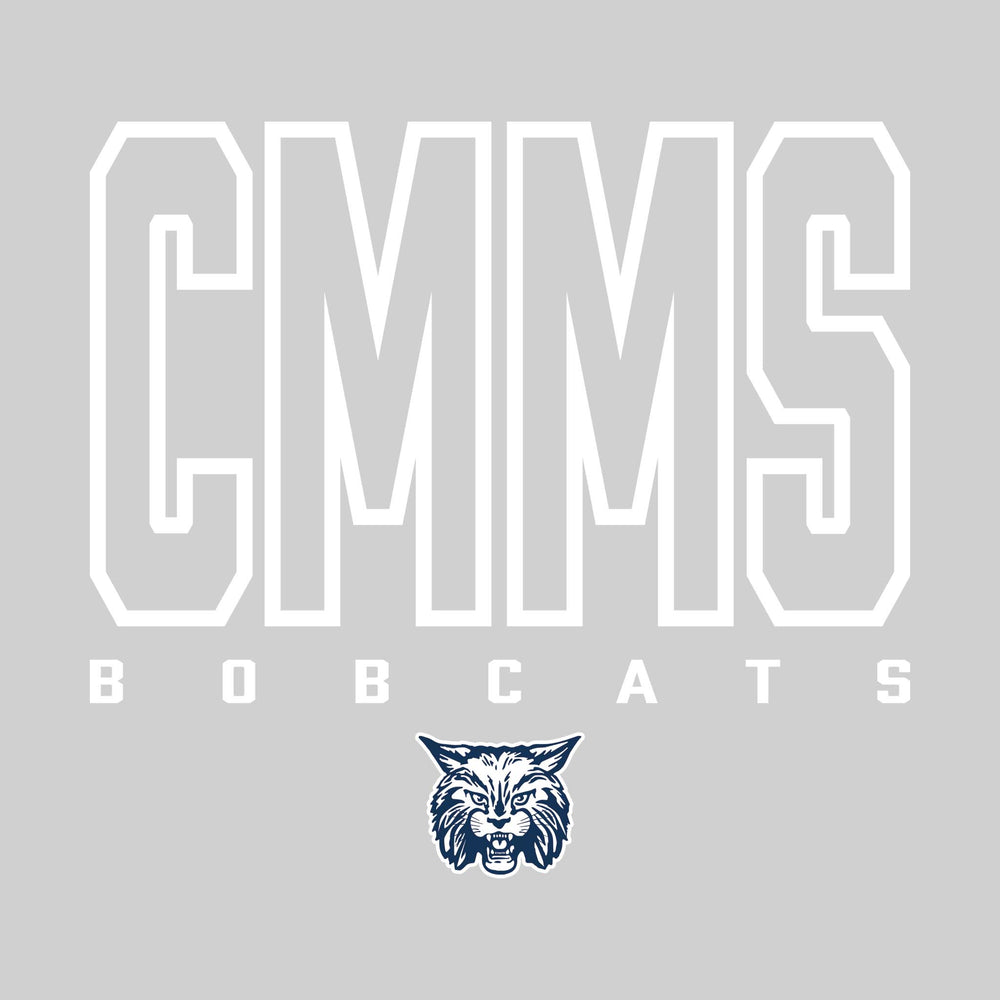 CMMS Bobcats - Spirit Wear - Outlined School Acronym with Mascot Name & Mascot