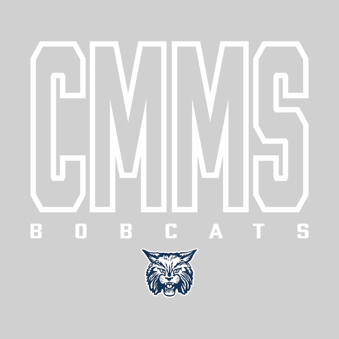 CMMS Bobcats - Spirit Wear - Outlined School Acronym with Mascot Name &amp; Mascot