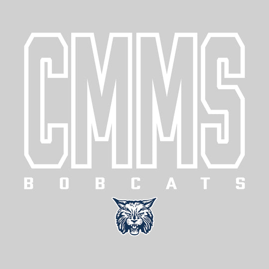 CMMS Bobcats - Spirit Wear - Outlined School Acronym with Mascot Name &amp; Mascot