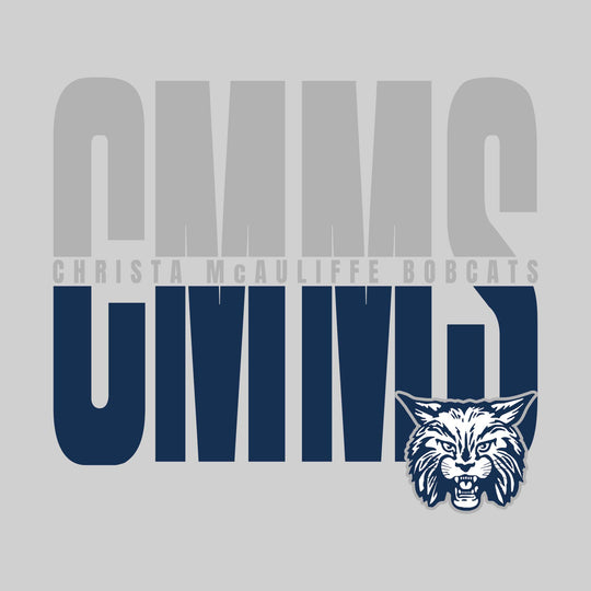 CMMS Bobcats - Spirit Wear - Split-Color Oversized School Acronym with School Name