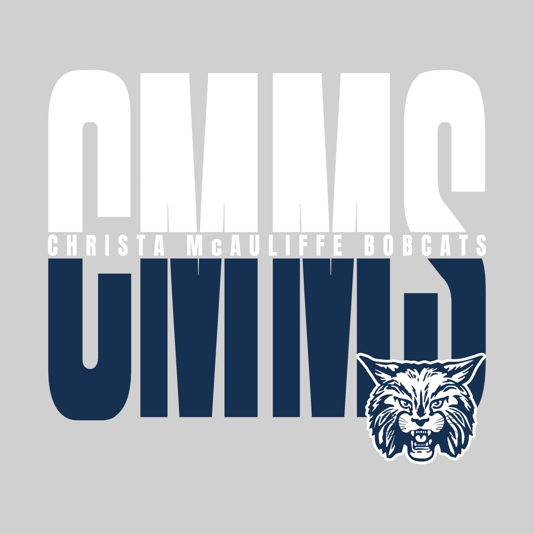 CMMS Bobcats - Spirit Wear - Split-Color Oversized School Acronym with School Name
