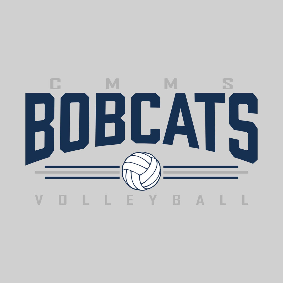 CMMS Bobcats - Volleyball - Arched Mascot Name with Volleyball and Color Lines