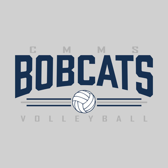 CMMS Bobcats - Volleyball - Arched Mascot Name with Volleyball and Color Lines