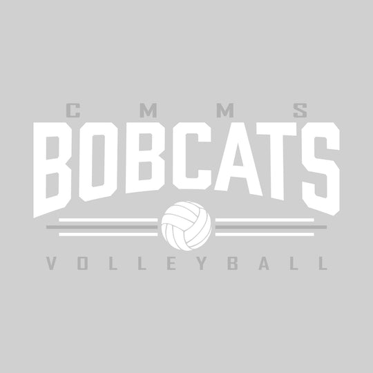CMMS Bobcats - Volleyball - Arched Mascot Name with Volleyball and Color Lines