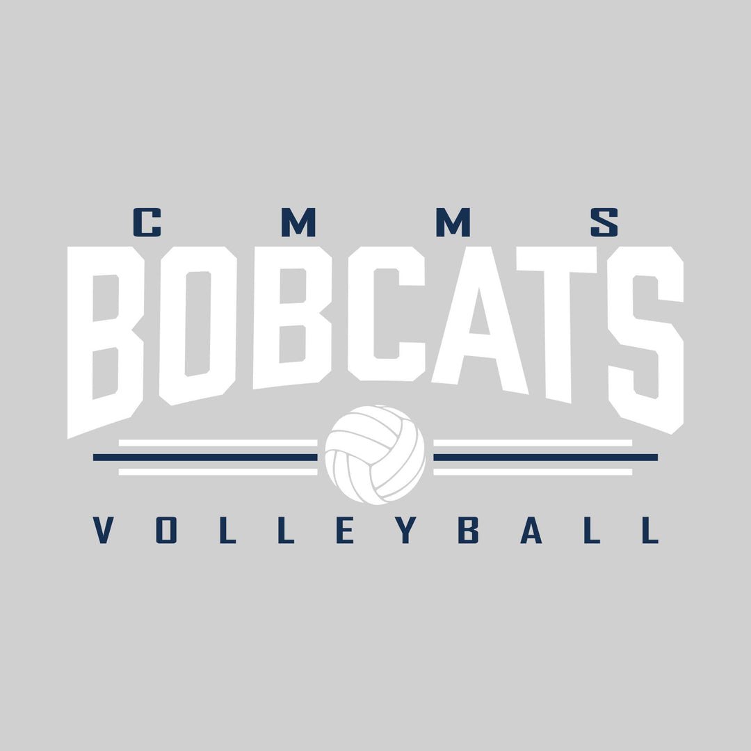 CMMS Bobcats - Volleyball - Arched Mascot Name with Volleyball and Color Lines