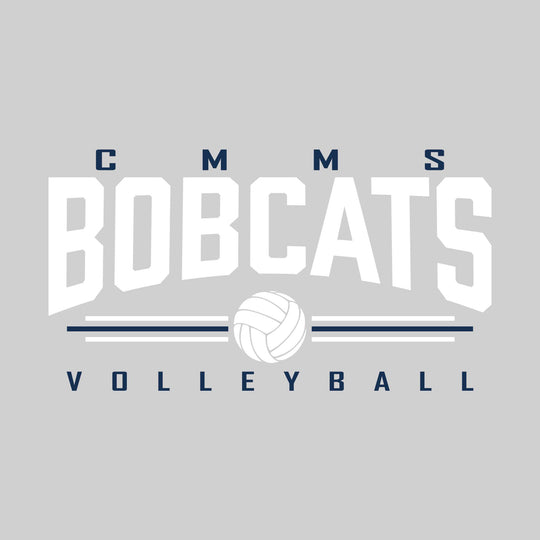 CMMS Bobcats - Volleyball - Arched Mascot Name with Volleyball and Color Lines