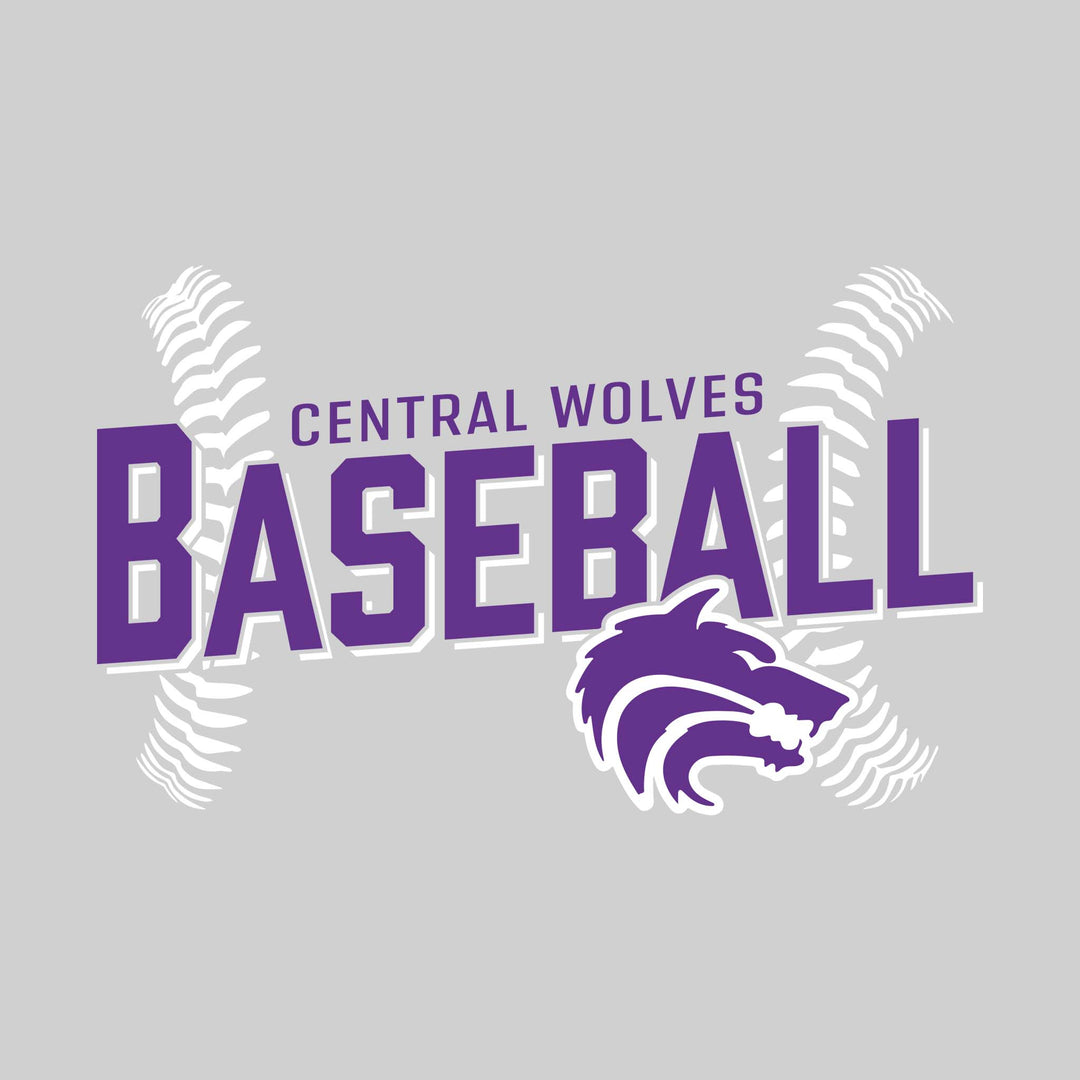 Central Wolves - Baseball - Angled Baseball with Baseball Stitches