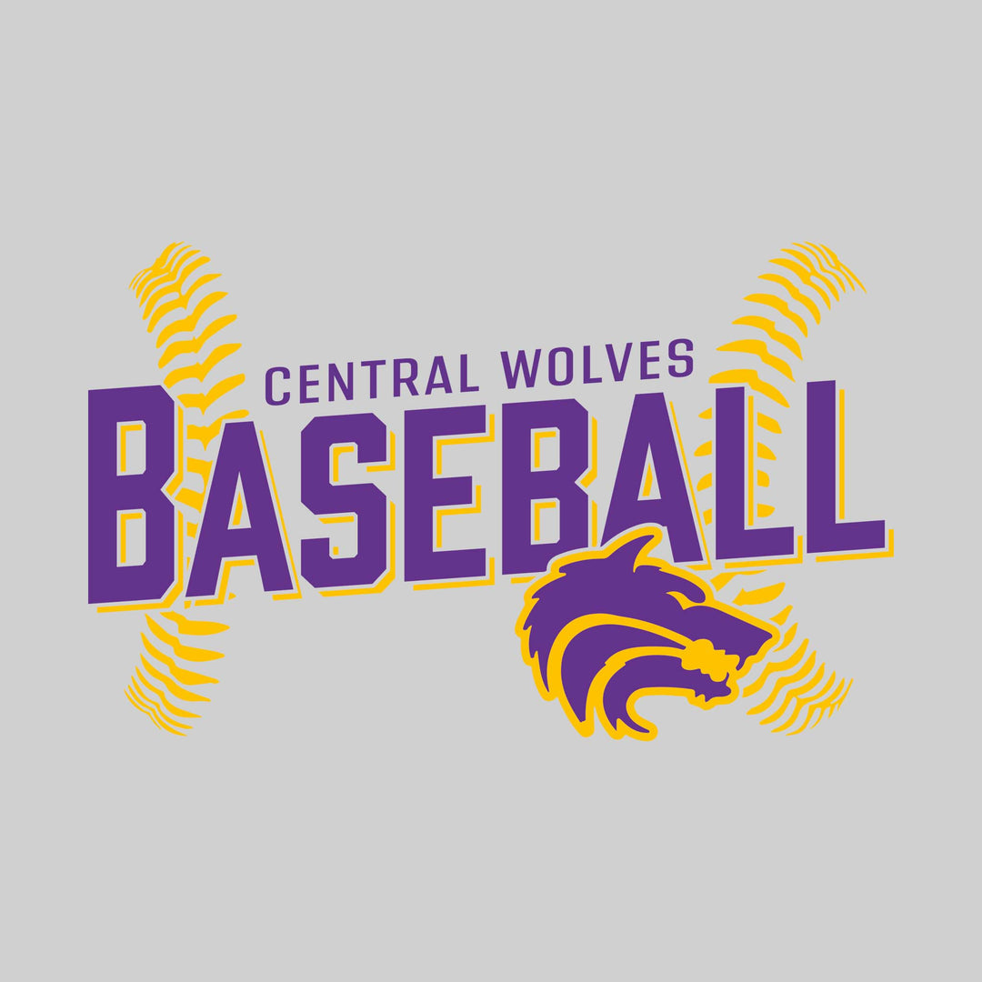 Central Wolves - Baseball - Angled Baseball with Baseball Stitches