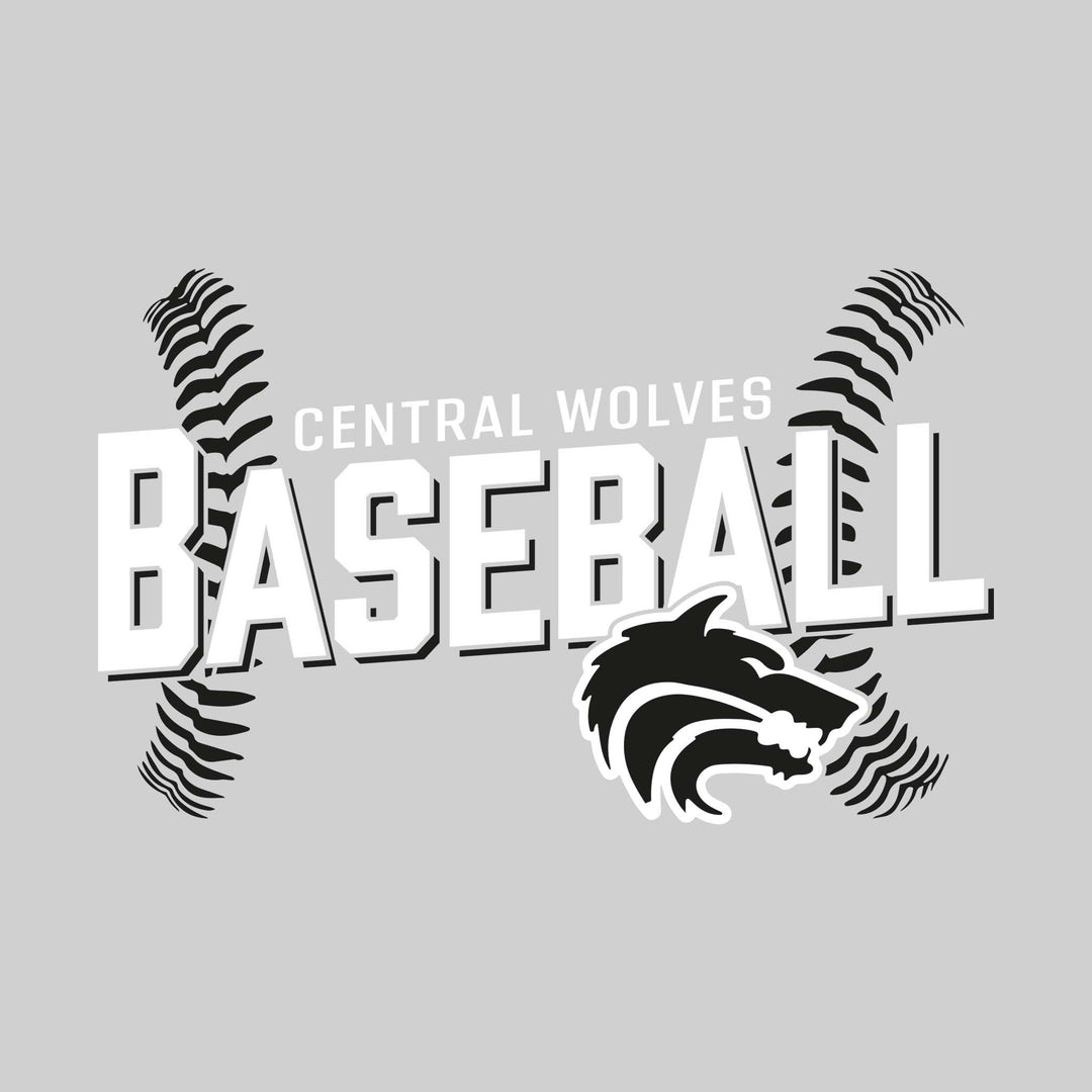 Central Wolves - Baseball - Angled Baseball with Baseball Stitches