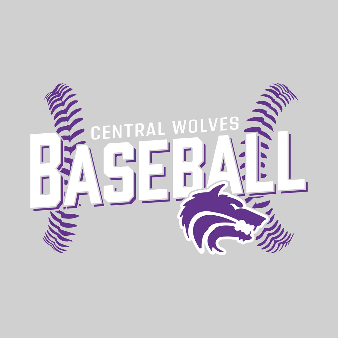 Central Wolves - Baseball - Angled Baseball with Baseball Stitches