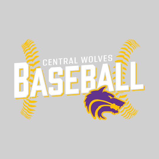 Central Wolves - Baseball - Angled Baseball with Baseball Stitches