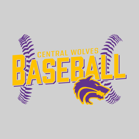 Central Wolves - Baseball - Angled Baseball with Baseball Stitches