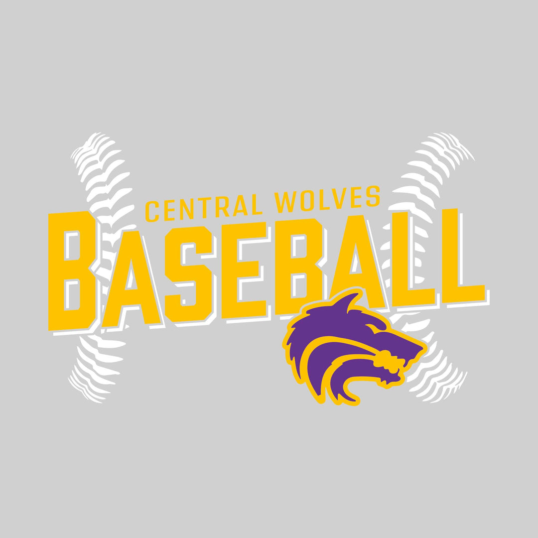 Central Wolves - Baseball - Angled Baseball with Baseball Stitches