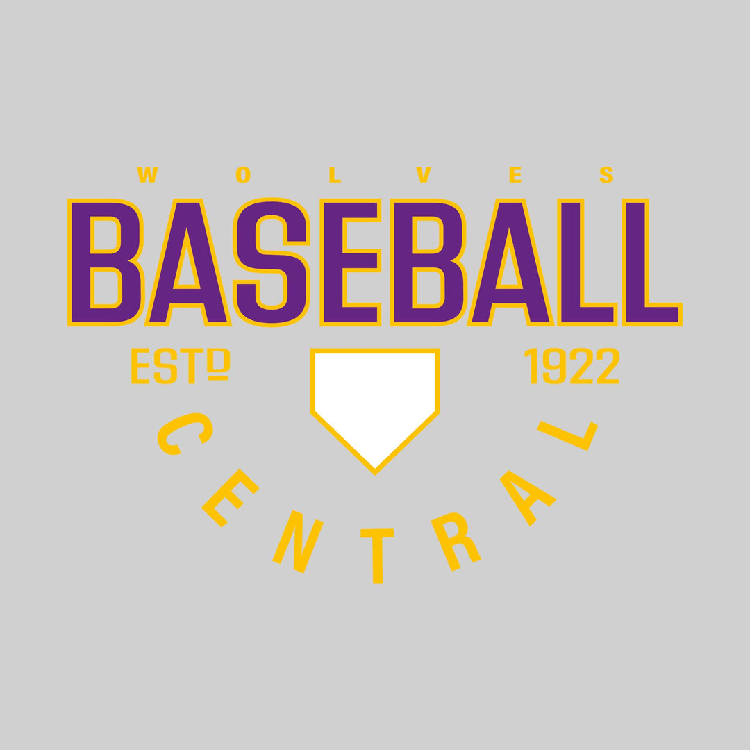 Central Wolves - Baseball - Baseball with Established Year and Arched School Name