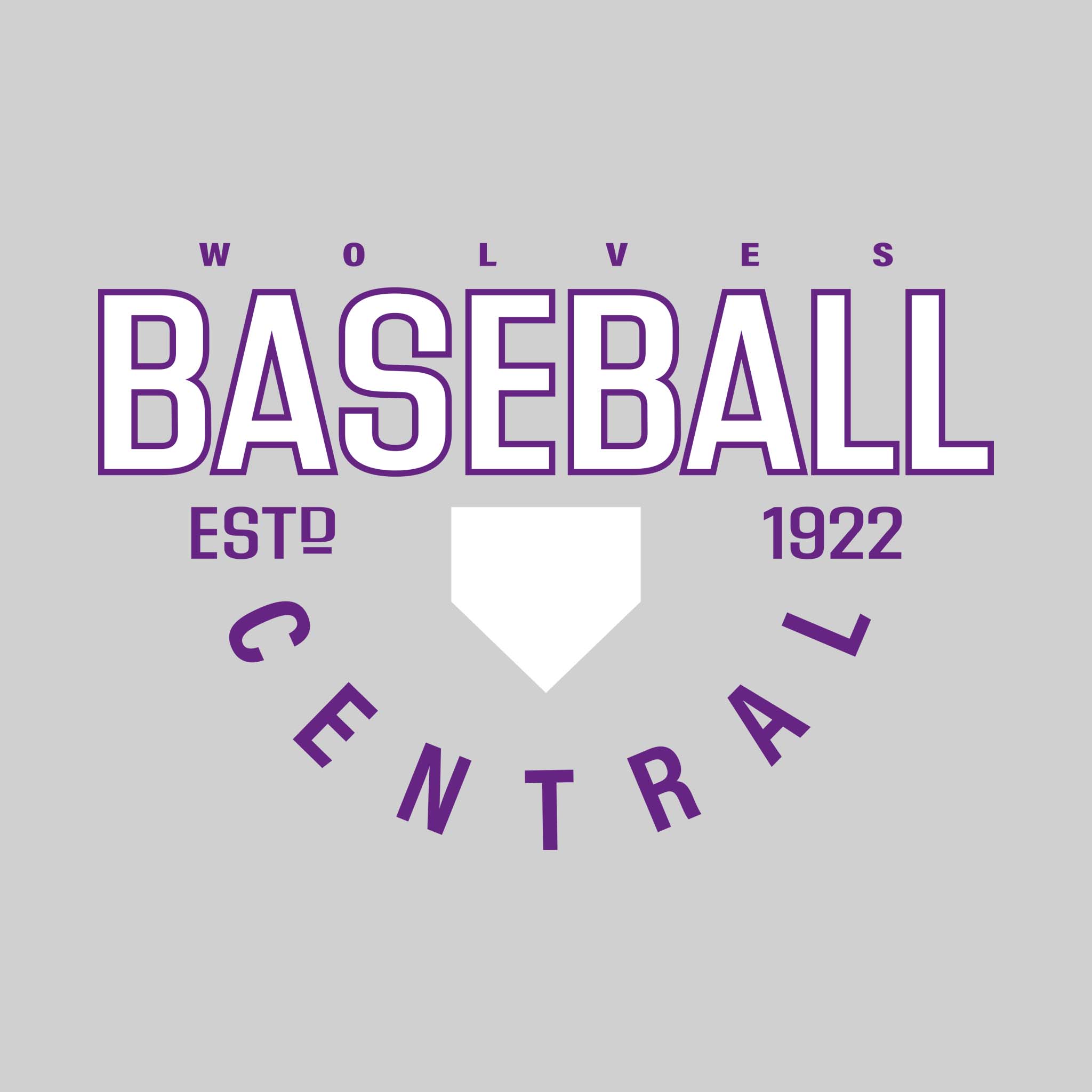 Central Wolves - Baseball - Baseball with Established Year and Arched ...