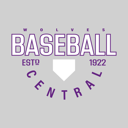 Central Wolves - Baseball - Baseball with Established Year and Arched School Name