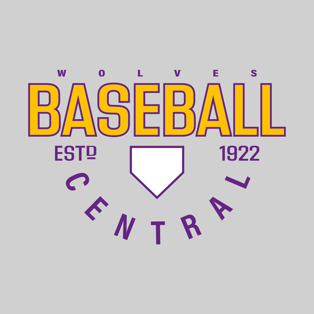 Central Wolves - Baseball - Baseball with Established Year and Arched School Name