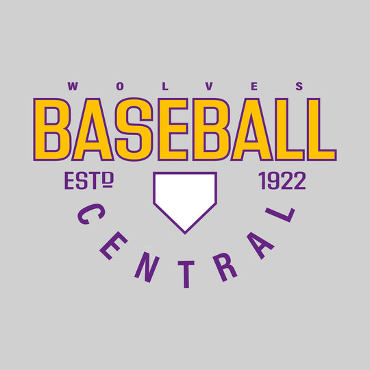 Central Wolves - Baseball - Baseball with Established Year and Arched School Name
