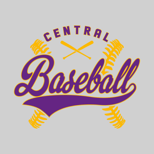 Central Wolves - Baseball - Cursive Baseball with Stitches &amp; Crossed Bats
