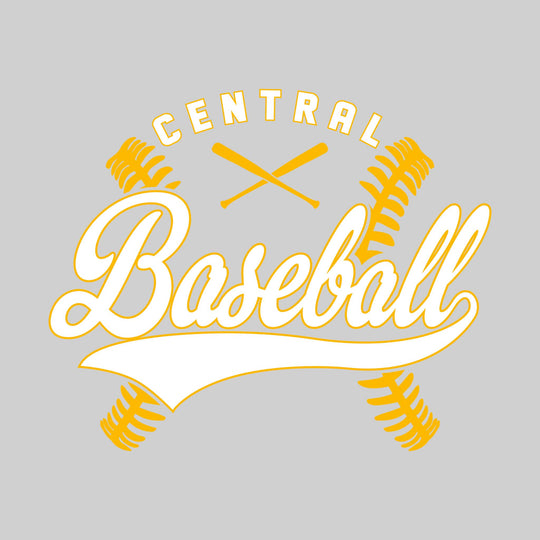 Central Wolves - Baseball - Cursive Baseball with Stitches &amp; Crossed Bats