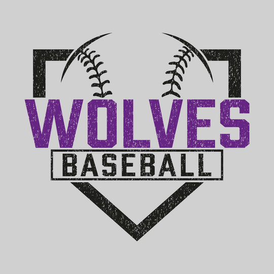 Central Wolves - Baseball - Home Plate with Mascot Name - Distressed