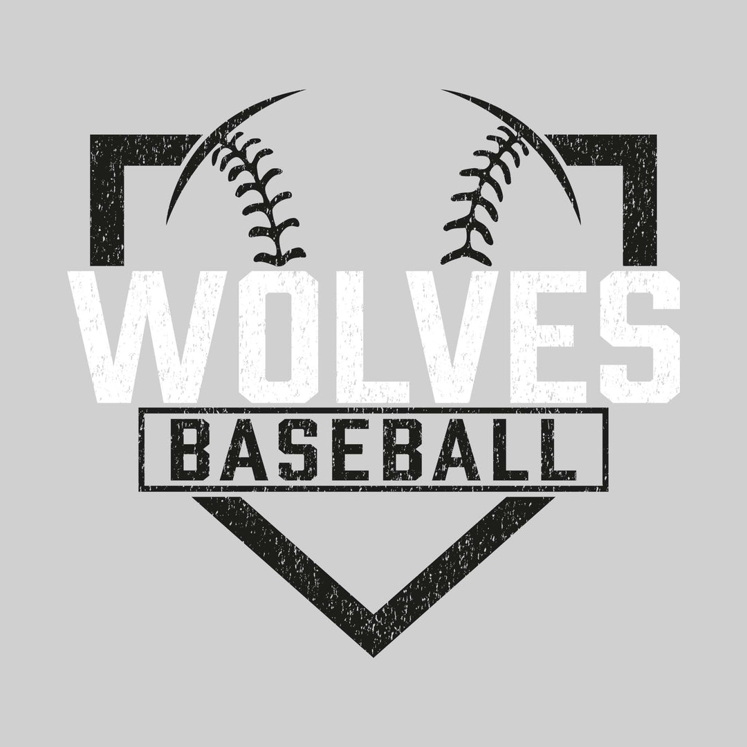 Central Wolves - Baseball - Home Plate with Mascot Name - Distressed