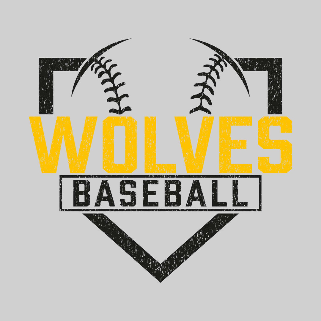 Central Wolves - Baseball - Home Plate with Mascot Name - Distressed