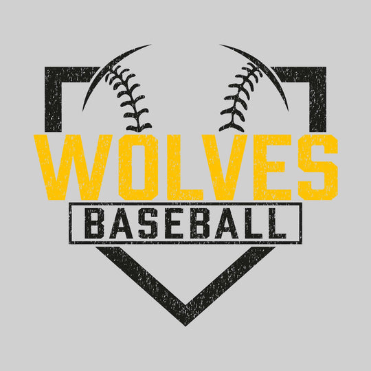 Central Wolves - Baseball - Home Plate with Mascot Name - Distressed