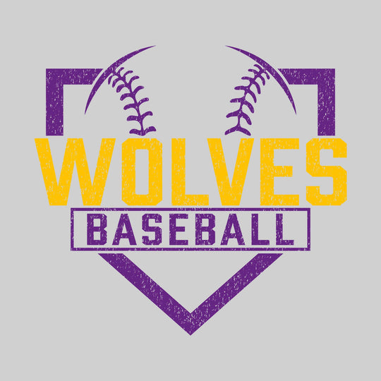 Central Wolves - Baseball - Home Plate with Mascot Name - Distressed