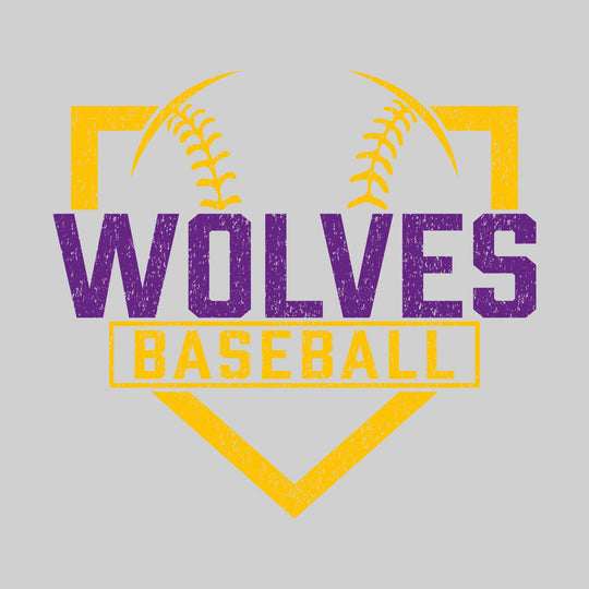 Central Wolves - Baseball - Home Plate with Mascot Name - Distressed