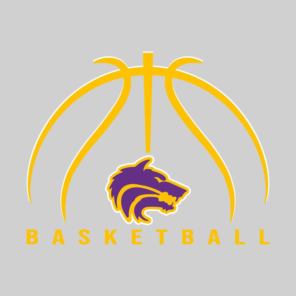 Central Wolves - Basketball - Basketball Text with Mascot and Grooves