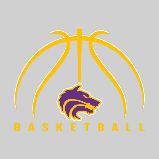 Central Wolves - Basketball - Basketball Text with Mascot and Grooves