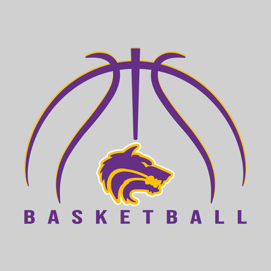Central Wolves - Basketball - Basketball Text with Mascot and Grooves