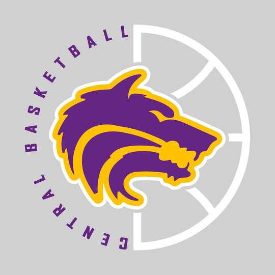 Central Wolves - Basketball - Center Mascot with Circle Text & Basketball Grooves