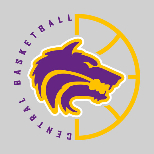 Central Wolves - Basketball - Center Mascot with Circle Text & Basketball Grooves