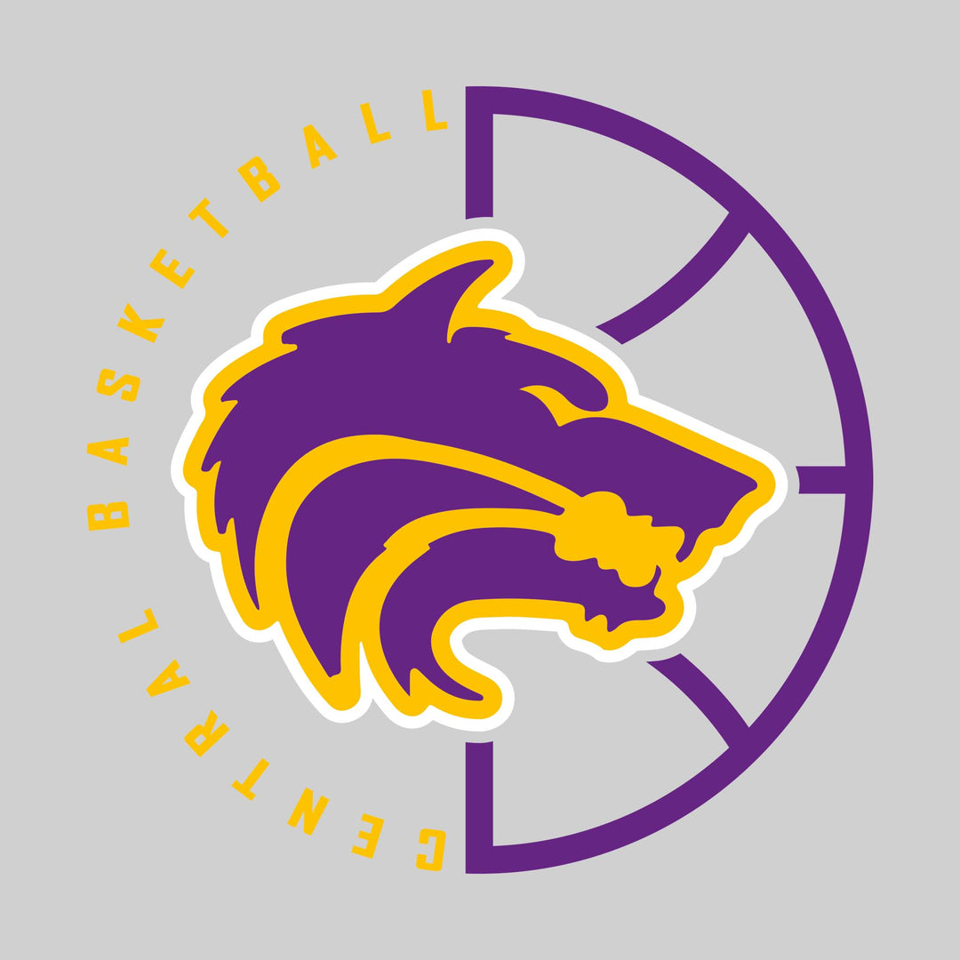 Central Wolves - Basketball - Center Mascot with Circle Text & Basketball Grooves