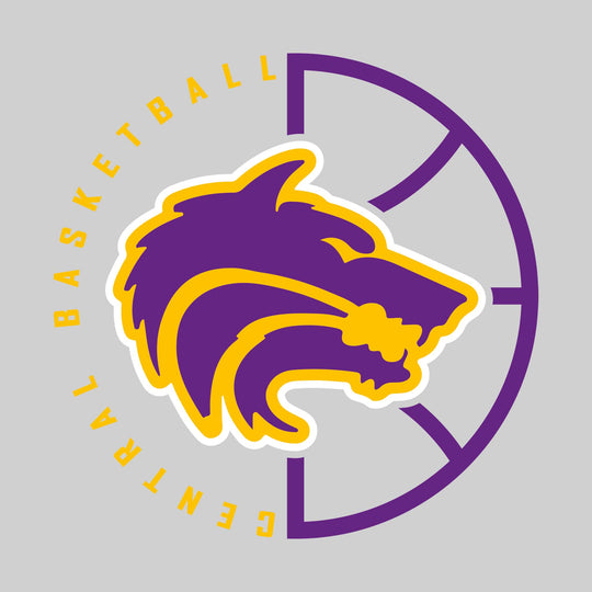 Central Wolves - Basketball - Center Mascot with Circle Text & Basketball Grooves