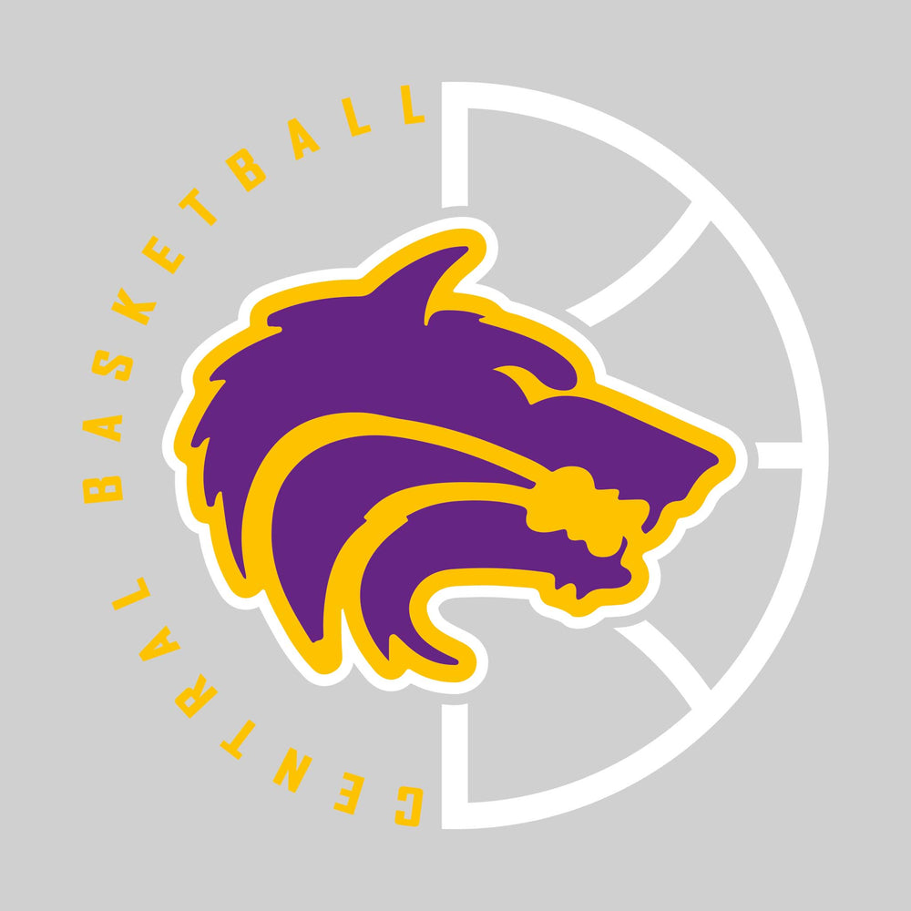 Central Wolves - Basketball - Center Mascot with Circle Text & Basketball Grooves