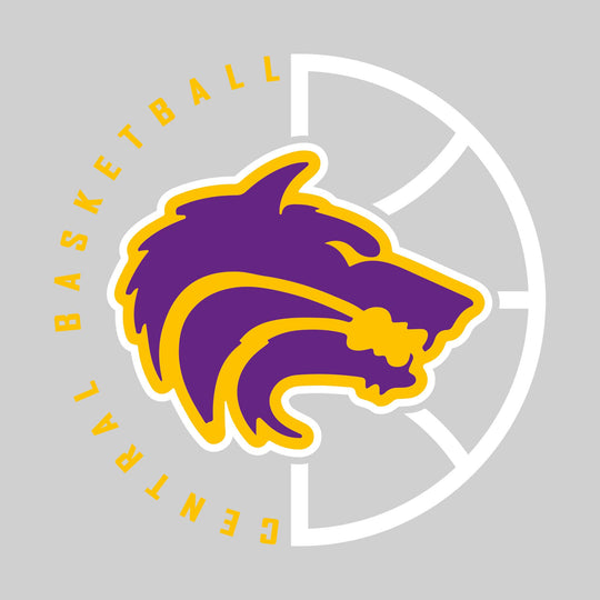 Central Wolves - Basketball - Center Mascot with Circle Text & Basketball Grooves