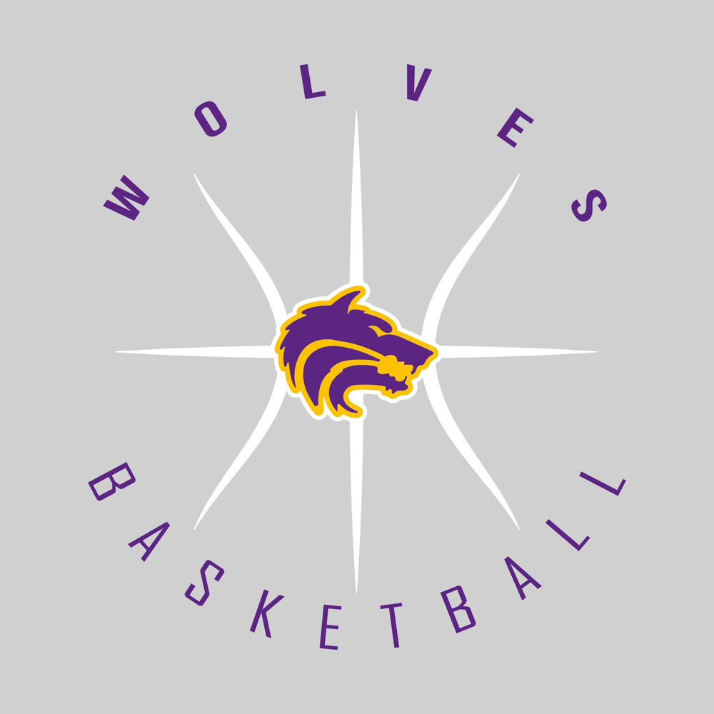 Central Wolves - Basketball - Circle Text with Threads