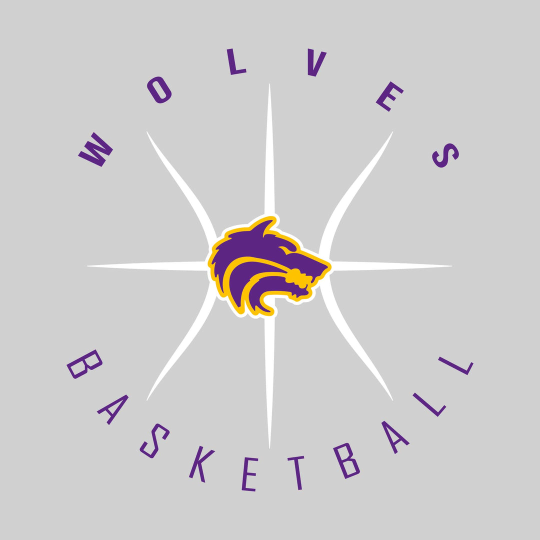 Central Wolves - Basketball - Circle Text with Threads