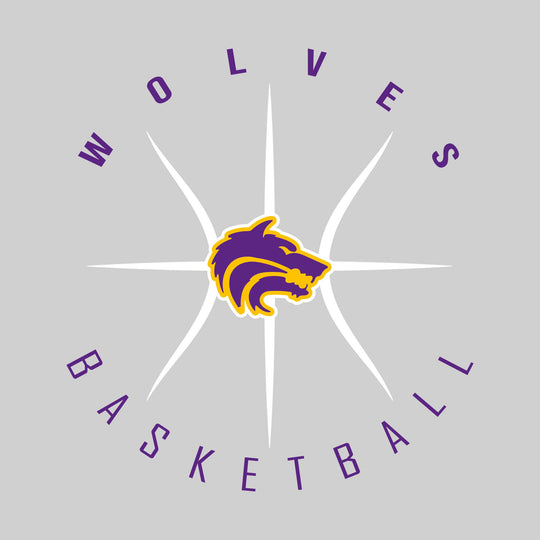 Central Wolves - Basketball - Circle Text with Threads
