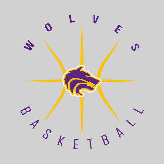 Central Wolves - Basketball - Circle Text with Threads