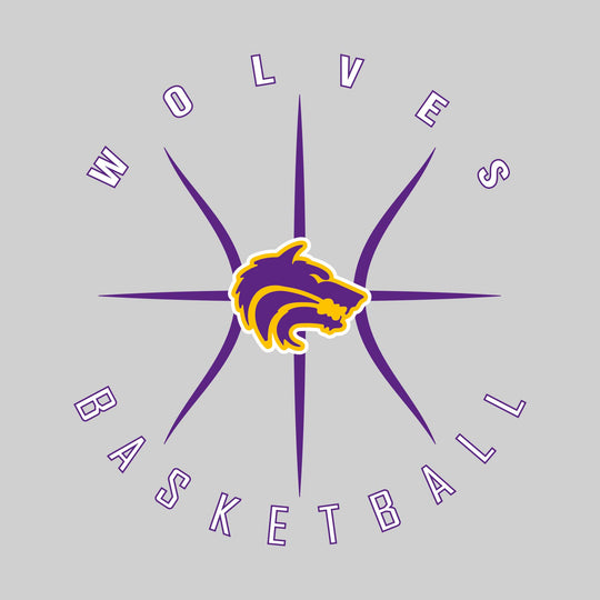 Central Wolves - Basketball - Circle Text with Threads