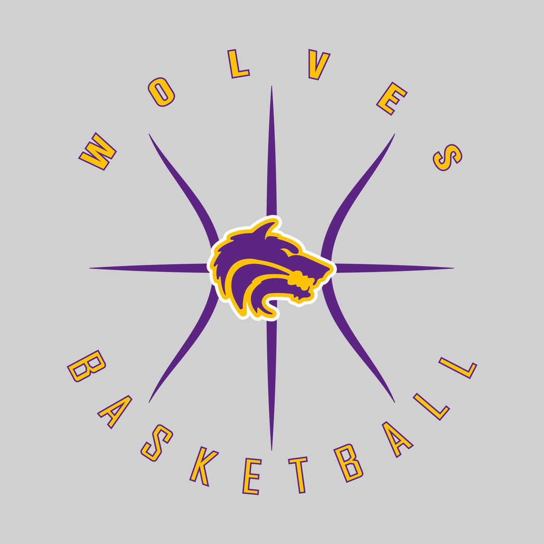 Central Wolves - Basketball - Circle Text with Threads