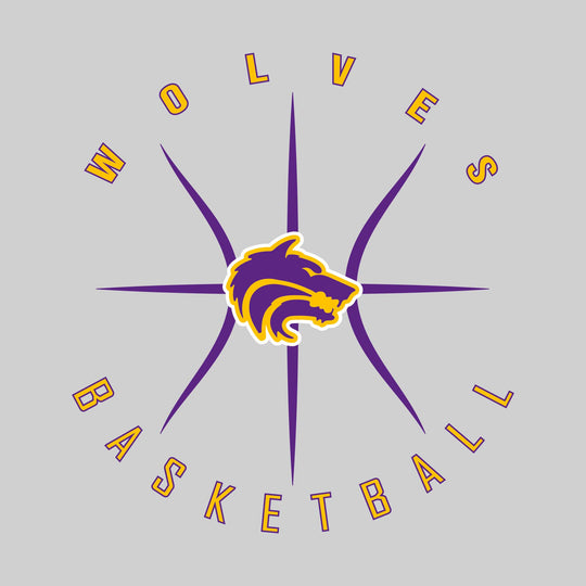 Central Wolves - Basketball - Circle Text with Threads
